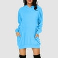 thumbnail image 2 of Women's Fashion Casual Long Sleeve Hoodie Dress Comfortable Pullover Solid Color Stylish Wear Outfit, 2 of 2