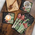 thumbnail image 5 of Red Mushroom Leaf Black Pattern Kitchen Oven Mitt and Pot Holder Sets 4 Pcs for Baking, Cooking and Grilling, Heat Resistant Up To 392 °F, 5 of 7