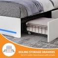 thumbnail image 2 of Craftian King Size Standard Bed Frame with Storage & Power Outlets, Upholstered Bed Frame with LED Lights & Headboard, White, 2 of 9