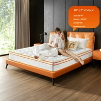 12" Spring King Mattress Medium Firm, Hybrid Mattress with Removable Cover, Pressure Relief Foam Mattress, CertiPUR-US Certified, White