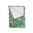 thumbnail image 2 of East Soft Flannel Fleece Throw Blanket, Classic Design Swirl Doodle Floral Illustration Curvy Outline Style Retro, Cozy Plush for Indoor and Outdoor Use, 50" x 60", Black Green, by Ambesonne, 2 of 5