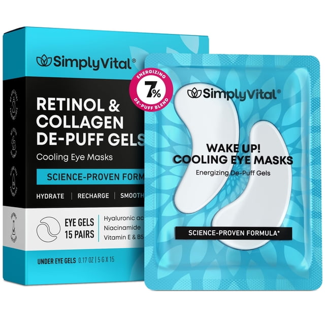 15 pares de parches para debajo de los ojos SimplyVital Cooling con colágeno