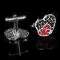 thumbnail image 3 of Gemelos con diamantes de imitación negros y rojos en forma de corazón para hombre, 3 of 3