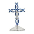 thumbnail image 2 of Figura de cruz de pie, estatua de cruz para la encimera de la chimenea de Acción de Gracias Azul plateado, 2 of 9