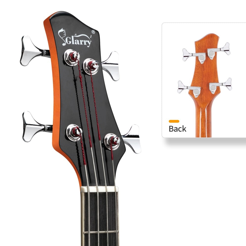 Full Size 4-String Electric Bass Guitar w/ 4-Band Equalizer (EQ-7545R), GMB101 Acoustic Bass Guitar with Carry Bag, Shoulder Strap, Cable and Accessories Pack, 44.55 inch, Burlywood Color