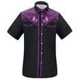 thumbnail image 3 of Mens Shirts Short Sleeve 3D Western Cowboy Print Lapel Casual Summer Shirt Purple L, 3 of 5