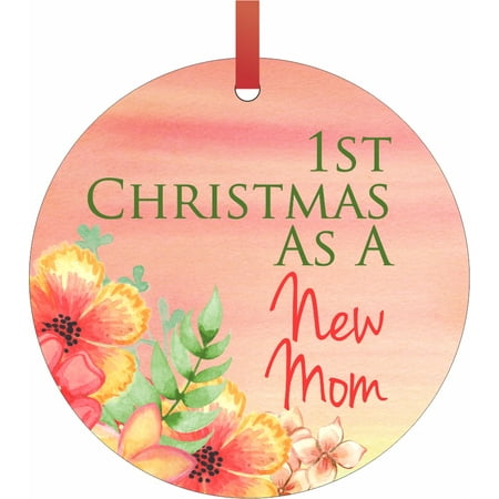 Yard Ornaments 1st Christmas as a New Mom Double Sided Flat Round Shaped Ornament Xmas Tree Christmas Décor - Christmas Room Décor and Ornament Yard Decorations ()