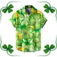 YUHAOTIN Custom Shirts Mens St Day Shirt Festive Gold Four Leaf Print