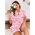 thumbnail image 4 of Ekouaer Womens Satin Pajamas Set Button Down Silk 2 Piece Pj Sets Ruffled Short Sleeve Sleepwear, 4 of 6
