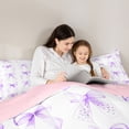 thumbnail image 4 of spefrowx Purple Watercolor Bow Twin Bedding for Girls, Modern Fashion Ribbon Bedding Comforter Set, Pink Reversible, 7 Pieces, 4 of 6
