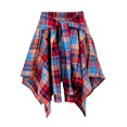 thumbnail image 4 of Tennis Skirts for Women Summer Skirt Womens Casual Plaid Belt Skirt Splice Skirt Irregular Split Elastic Waist Skirt Platform Competitor Women's Basic Versatile Casual Stretchy Flared Pleated Red M, 4 of 4