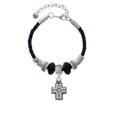 thumbnail image 2 of Delight Jewelry Silvertone Large Southwestern Antiqued Cross Daughter Celtic Knot Leather Bead Bracelet, 7"+2" Extender, 2 of 4