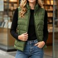 thumbnail image 5 of Sevevn Women's Quilted Puffer Sleeveless Vest Stand Collar Zip‑Up Lightweight Padded Gilet with Zipper Pockets Fall Winter Outerwear Army Green XL, 5 of 7