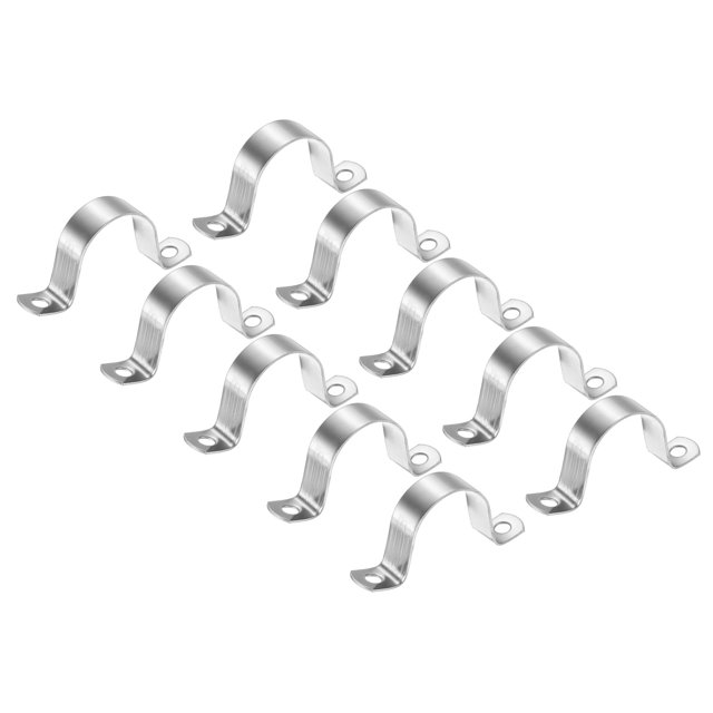 Unique Bargains 40mm Rigid Pipe Strap Clamp, 10 Pcs 304 Stainless Steel Two Hole U-shape Tube Clip