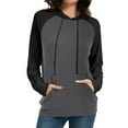 thumbnail image 2 of FAIWAD Hoodies for Women Long Sleeve Drawstring Hooded Pullover Tops Trendy Color Block Sweatshirts with Pockets, 2 of 5