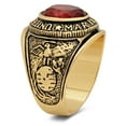 thumbnail image 2 of Men's Large 14k Yellow Gold Plated Ruby Red Cubic Zirconia Domed Military (Air Force) Military Ring, Size 7 + Gift Box, 2 of 7