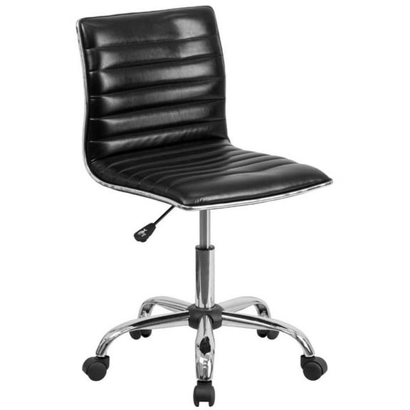 UrbanPro Mid Century Ribbed Faux Leather Office Chair in Black