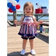 thumbnail image 4 of BemeyourBBs Newborn Baby Girl 4th of July Outfit Baby Girl Patriot Independent Day Clothes Red White Blue Stripe Star Print Strap Cami Tops Shorts Set Baby Girls Summer 2-Piece Outfit, 4 of 9