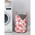 thumbnail image 3 of Floral Laundry Bag, Monochromatic Style with Abstract Flowers and Berries, Hamper Basket with Handles Drawstring Closure for Laundromats, 13" x 19", Pale Pink Dark Coral, by Ambesonne, 3 of 4
