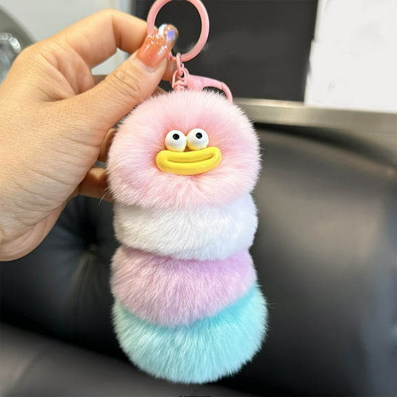 Cute Creative Caterpillar Plush Keychain Tote Bag Charm for Handbag, Purse, Backpack & Car Keys, Cat Pillow, Cat Toys