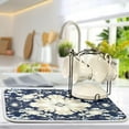 thumbnail image 5 of Vintage Ornamental Floral Dish Drying Mat, Absorbent Microfiber Pad Protector For Kitchen Counter Top Mat Dish Drainboard 16x18in Home Decor, 5 of 7