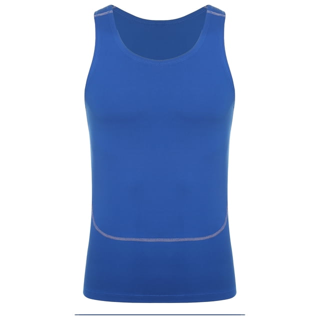 Ocealan Men's Tank Swimsuit Top Athletic Vest Rash Guard Shirt Solid Color Sleeveless Workout Playwear Blue S