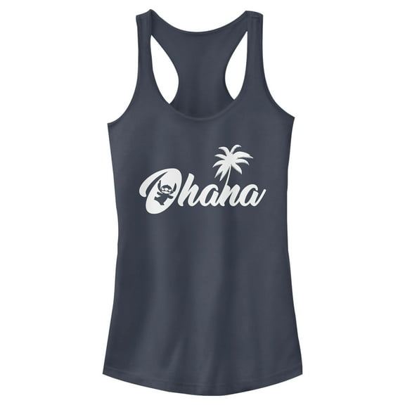 Junior's Lilo & Stitch Ohana Silhouette  Racerback Tank Top Indigo X Large