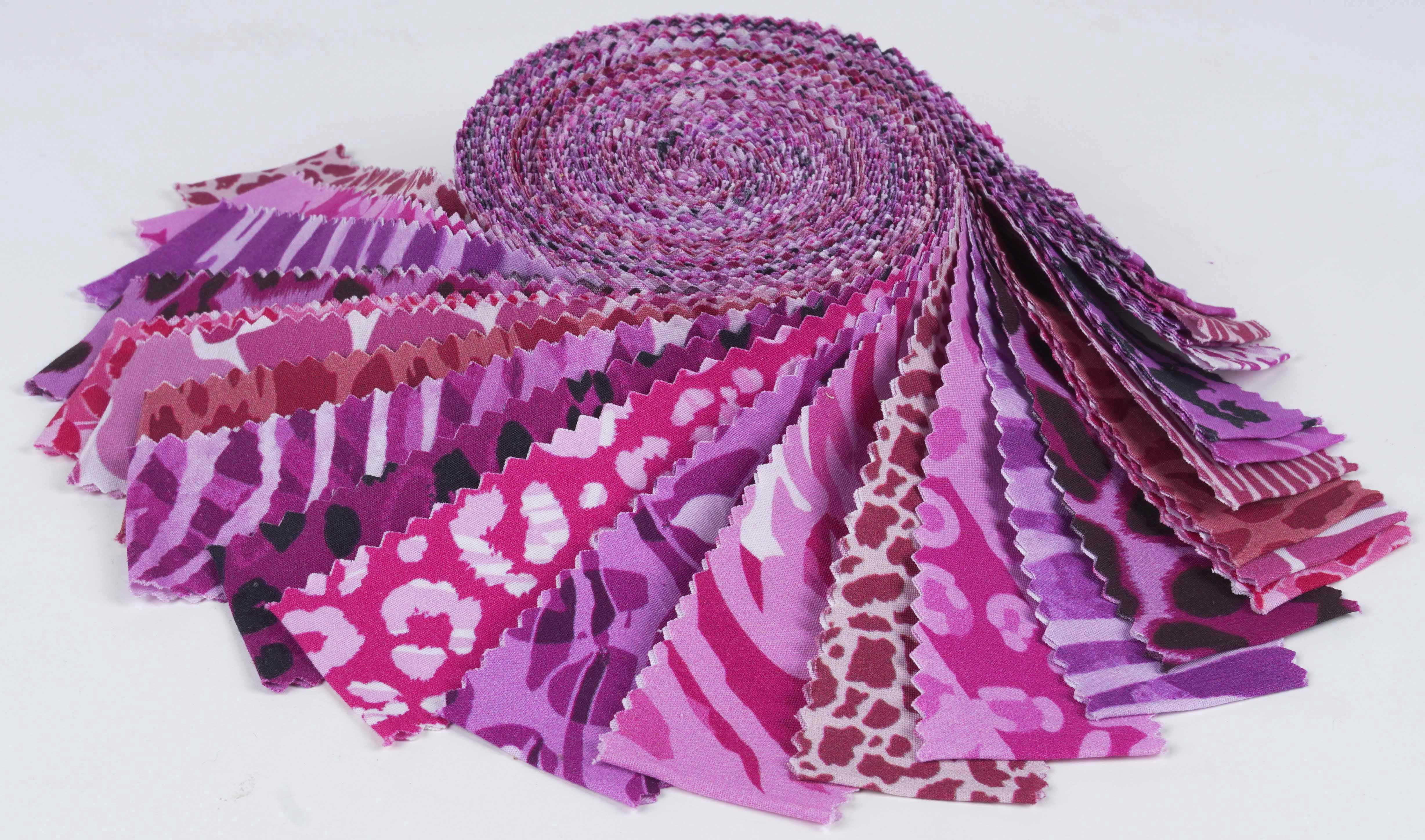 Soimoi 40Pcs Floral Artistic Print Precut Fabrics Strips Roll Up 1.5x42inches Cotton Jelly Rolls For Quilting - Purple