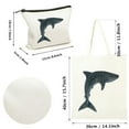 thumbnail image 3 of JEUXUS 2 Pcs Canvas Tote Bags Cute Aesthetic Tote Bags with Zipper Party Supplies Whale Shark Anatomy Marine Biologist White, 3 of 7