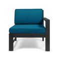 thumbnail image 6 of GDF Studio Makayla Outdoor 3 Seater Acacia Wood Sofa Sectional, Dark Gray and Dark Teal, 6 of 12