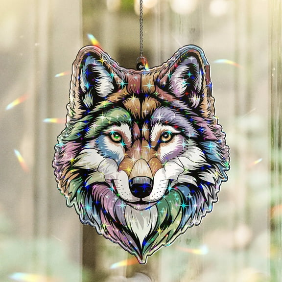 Lotusprinthandmade Wolf Lovers Custom Shape Star Hologram Ornament 3.5in, Nature Themed Wolf Ornament, Animal Wolf Ornament