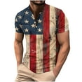 thumbnail image 2 of WREESH Men's Henley T-Shirt Short Sleeve Button Front 4th of July Print Summer Casual Style Multicolor, 2 of 5