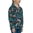thumbnail image 3 of Picia Flamingos And Birds Pattern Youth Hoodie - Warm Pullover Sweatshirt with Kangaroo Pocket, Ideal for Boys and Girls-Large, 3 of 6