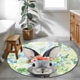 thumbnail image 4 of Easter Bunny 3ft Area Rug, Spring Flowers Green Leaves Pastoral Plants Washable Non-Slip Small Round Rugs for Entryway Bedroom Kitchen, Soft Circle Carpet for Dining Room, Playroom Nursery Rug, 4 of 9