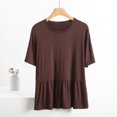 thumbnail image 2 of cfhntfmh Womens Pajamas Tops Loose Crewneck Dressy Tunic Pleated Solid Color Short Sleeve Comfy Sleep T-Shirts, 2 of 5