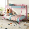 thumbnail image 3 of DHP Dusty Twin over Full Metal Bunk Bed with Secured Ladders, Pink, 3 of 12