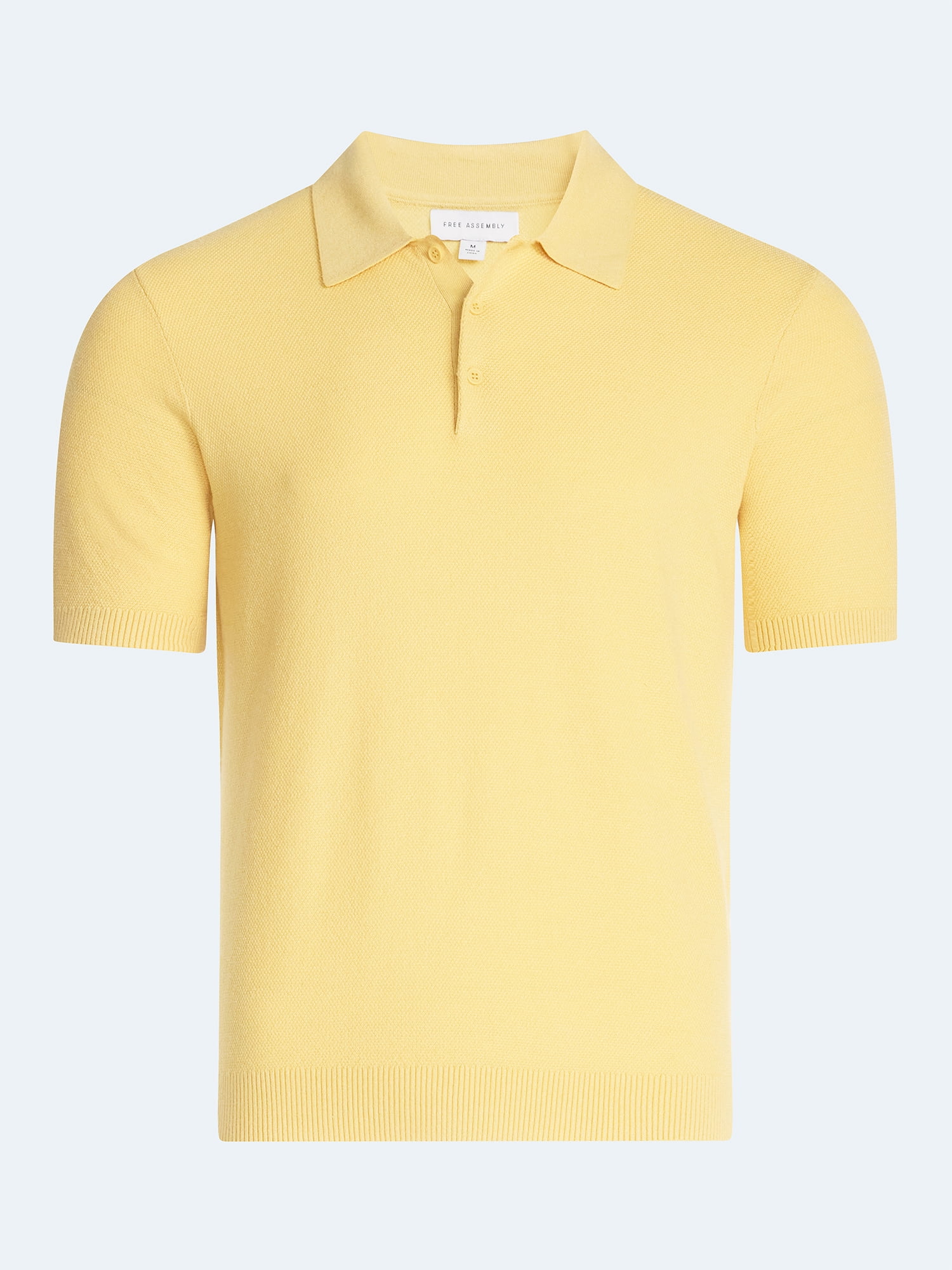 Free Assembly Men's Textured Polo Sweater with Short Sleeves, Sizes S-3XL