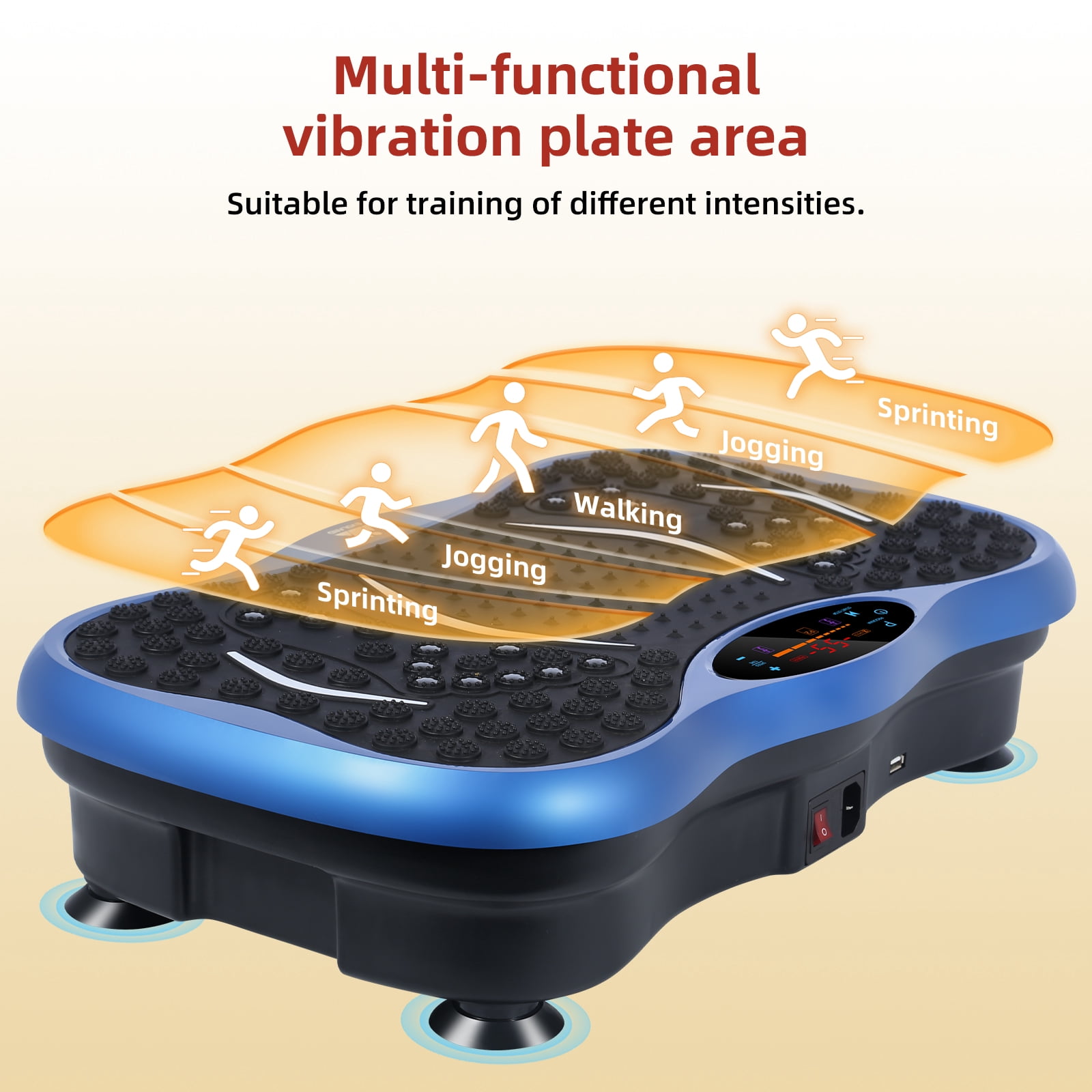 Vowella Vibration Plate Exercise Machine, Vibration Platform for Home Full Body Workout & Toning, 99 Speed Levels, 6 Modes with Bluetooth & LCD Monitor, 330 lbs Capacity, Blue