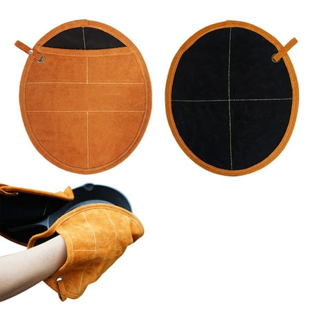 

Foaenda Leather Pot Holder - Heat Resistant Oven Mittens | Round Oven Hot Pads with Pockets | Anti Scalding Potholders for Kitchen Baking Cooking BBQ Indoor Outdoor