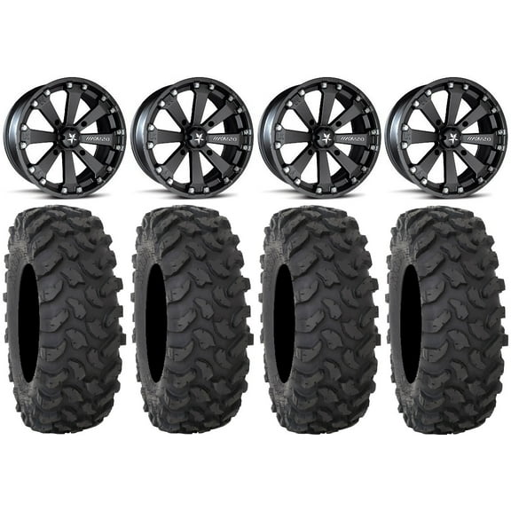 MSA Black Kore 14" UTV Wheels 27" XTR370 Tires Honda Pioneer