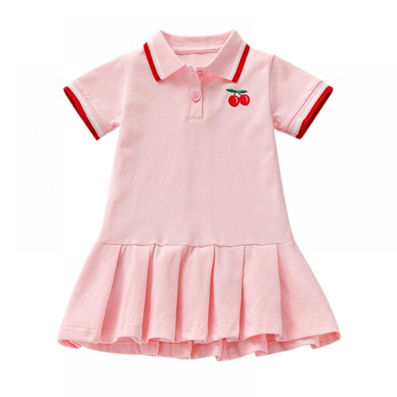 Bullpiano Baby Girls Clothes Dresses For Girls Short Sleeve Pleated Dress Holiday Dress