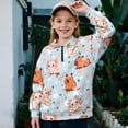 thumbnail image 2 of Uorisanigo Girls Half Zip Collar Sweatshirts Fall Fashion Axolotl Capybara Long Sleeve Pullover Crop Tops Oversized Teen Girls Pullover Jackets for Vacation Shopping Exercise Wear, 2 of 7