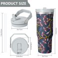 thumbnail image 4 of Modern 30oz Handheld Travel Tumbler with Handle – Double Wall Stainless Steel Insulated Cup, Flip Straw Lid, Leak-Proof & BPA-Free for Hot and Cold Drinks – Durable Coffee & Juice Mug White, 4 of 7