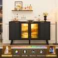 thumbnail image 5 of 55" Sideboard Buffet Cabinet with 4 Doors, Modern Kitchen Storage Cabinet with LED Lights for Dining Room, Black, 5 of 10