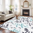 thumbnail image 2 of Area Rug for Living Room, Aqua Grey Botanical Non-Slip Indoor Ex Large Carpet for Bedroom/Dining Room, Watercolor Spring Floral Summer Leaf Washable Rectangle Floor Runner Rugs - 8 x 10 Ft, 2 of 8