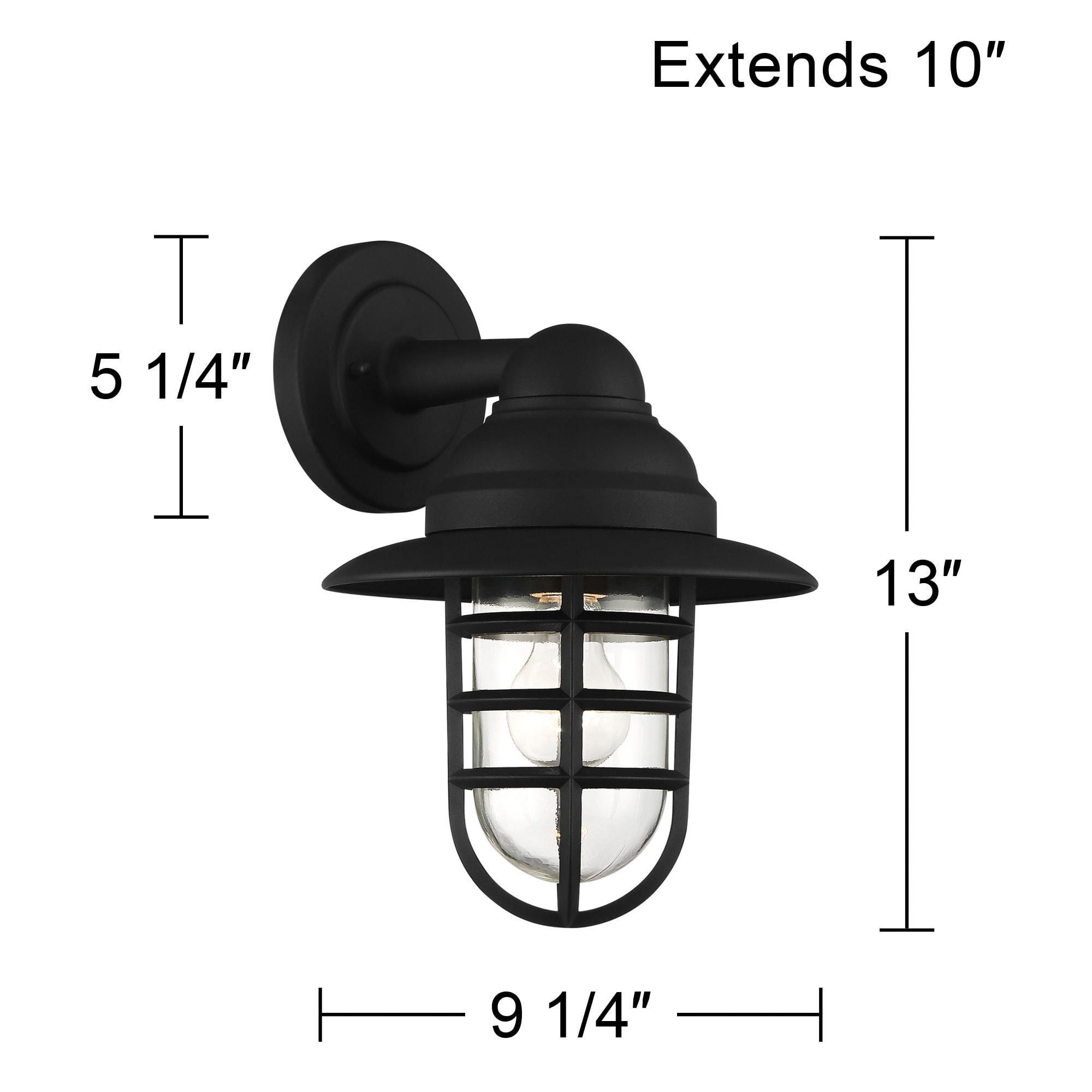 John Timberland Marlowe Rustic Industrial Farmhouse Outdoor Wall Light Fixture Black Hooded Cage 13" Clear Glass for Post Exterior Barn Deck House