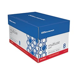 20 Lb Paper Thickness Office Depot® Brand Multiuse Paper, Letter Paper Size, 94 Brightness, 20 Lb, White, 500 Sheets Per Ream, Case Of 8 Reams ()