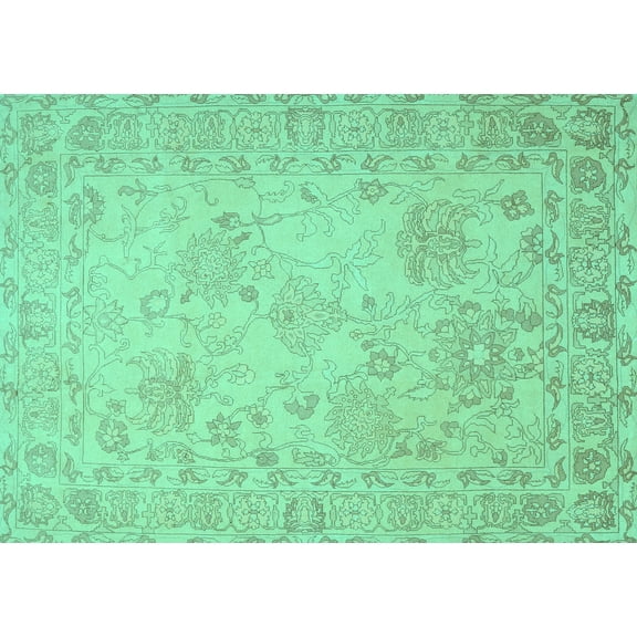 Ahgly Company Machine Washable Indoor Rectangle Persian Turquoise Blue Traditional Area Rugs, 5' x 7'