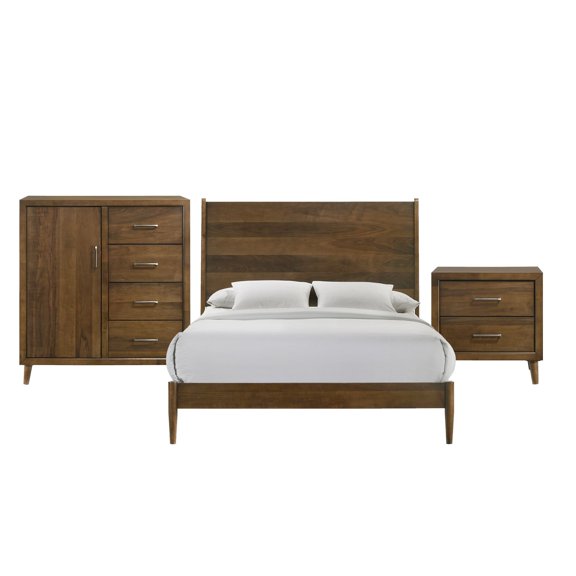 Elements Zuma Queen Panel 3PC Bedroom Set in Walnut