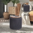 thumbnail image 1 of Loft Lyfe Ezio Coton Filé 3-en-1 Pouf/pouf/table de Bout, Gris Foncé, 1 of 7